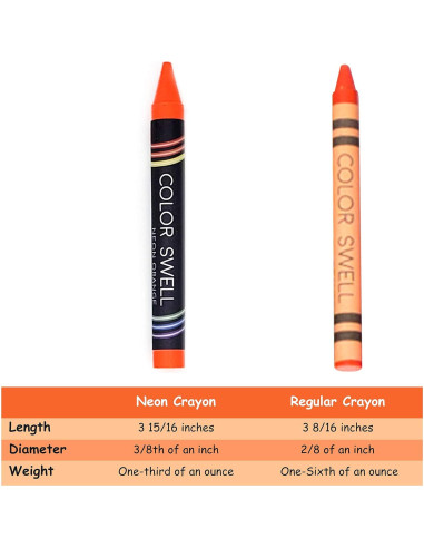 Crayones Neón Color Swell - 6 Cajas de 8 Crayones Vibrantes
