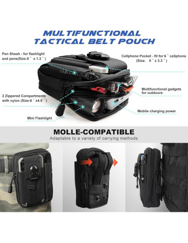 Cinturón Táctico BESTKEE 2pack Nylon Negro 3,81 cm