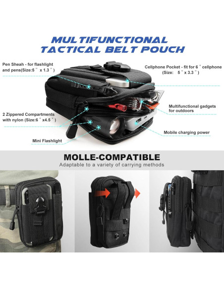 Cinturón Táctico BESTKEE 2pack Nylon Negro 3,81 cm