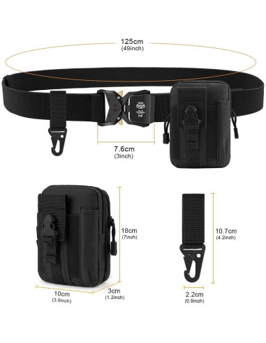 Cinturón Táctico BESTKEE 2pack Nylon Negro 3,81 cm