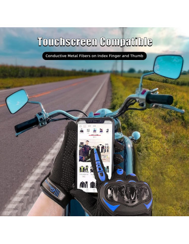 Guantes de Motocicleta BIHAIZG XX-Large Azul Táctiles