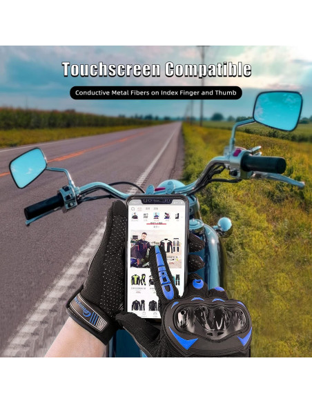 Guantes de Motocicleta BIHAIZG XX-Large Azul Táctiles