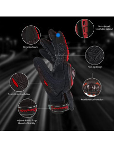 Guantes de Motocicleta BIHAIZG MS-17 Táctiles Rojo X-Large 2