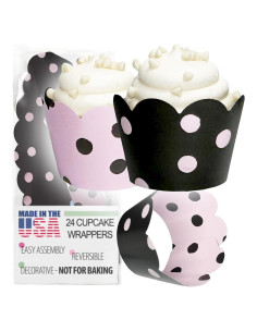 Fundas para Cupcake Confetti Couture 24 Piezas Rosa y Negro