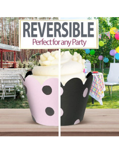 Fundas para Cupcake Confetti Couture 24 Piezas Rosa y Negro 2