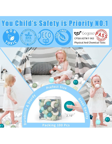 Bolas de Piscina GOGOSO 100pcs Estrellas y Lunas Verde