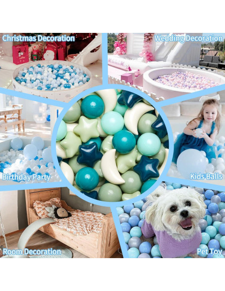 Bolas de Piscina GOGOSO 100pcs Estrellas y Lunas Verde