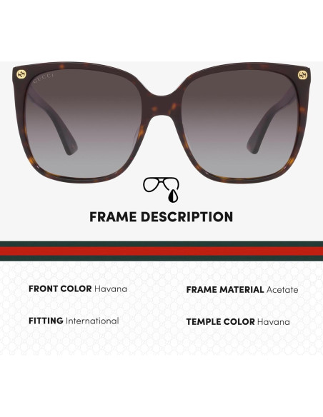 Gafas de Sol Gucci GG 0022S Cuadradas para Mujer 57mm