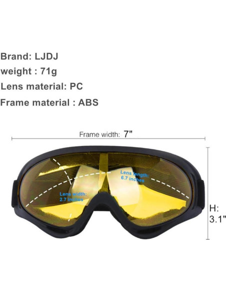 Gafas de Motocicleta LJDJ con Lentes Amarillos UV400