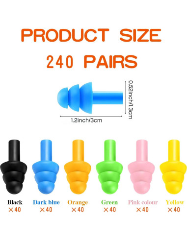 240 Pares Tapones de Silicona Reutilizables Cryptolux para Oídos