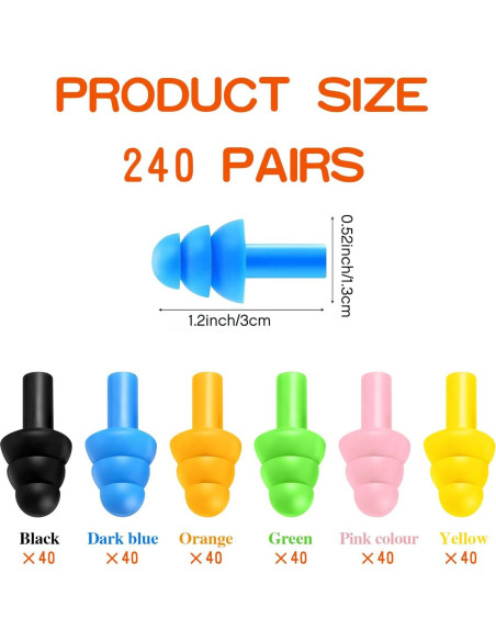 240 Pares Tapones de Silicona Reutilizables Cryptolux para Oídos