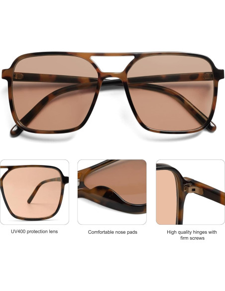 Gafas de sol aviador SojoS SJ2327 UV400 unisex carey marrón