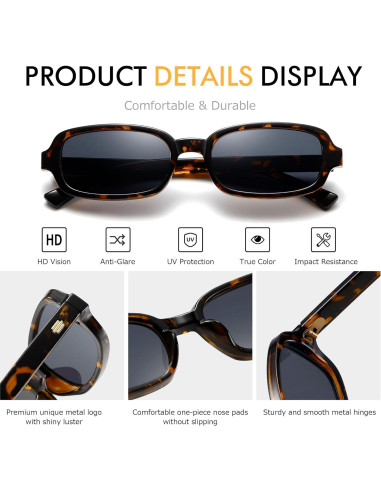 Gafas de sol rectangulares Colrea UV400 para mujeres