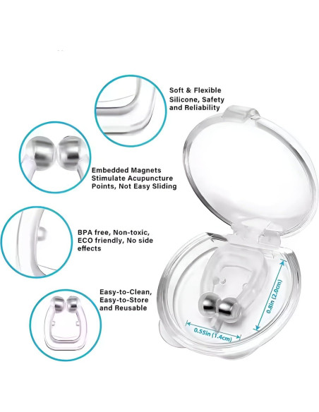 Clip Nasal Antisnoring Magnético de Silicona - Paquete de 8