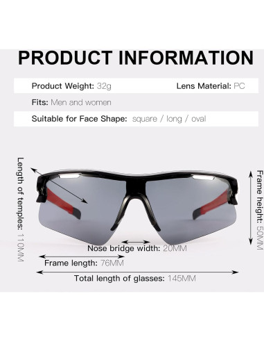 Paquete 4 Gafas Deportivas ANLIOTO UV400 Unisex