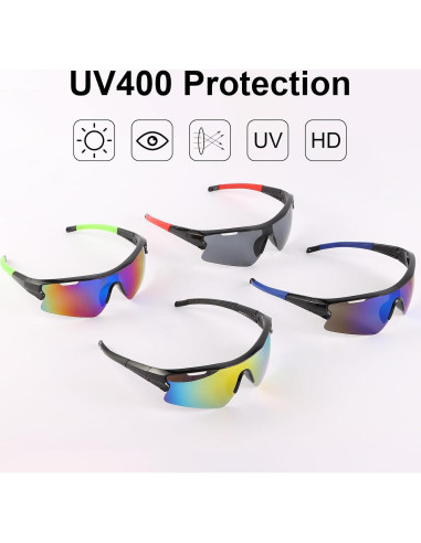 Paquete 4 Gafas Deportivas ANLIOTO UV400 Unisex