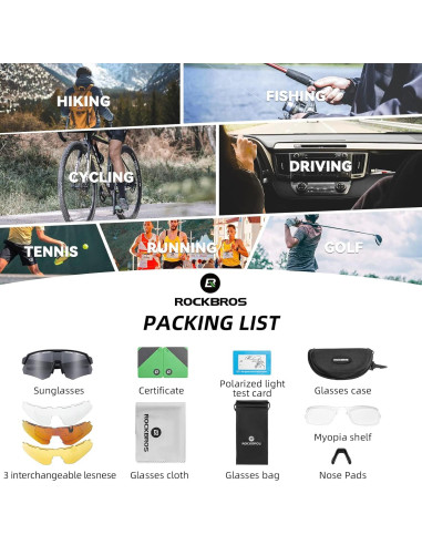 Gafas de Sol ROCKBROS Deportivas UV400 Intercambiables