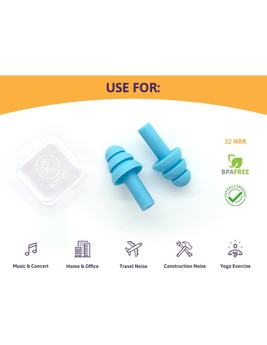 Tapones de Silicona Reutilizables Rovazo - NRR 32 - 2 Pares