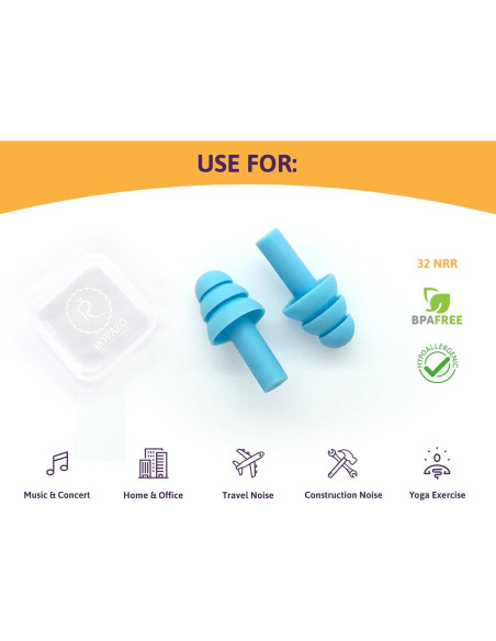 Tapones de Silicona Reutilizables Rovazo - NRR 32 - 2 Pares