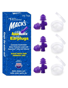 Tapones para oídos AquaBlock Mack's - Silicona impermeable 3 pares