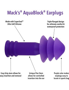 Tapones para oídos AquaBlock Mack's - Silicona impermeable 3 pares 2
