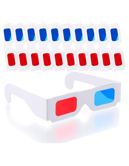 10 Pares de Gafas 3D LLOUSSAK Rojas y Cian de Cartón