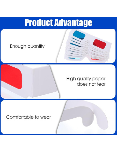 10 Pares de Gafas 3D LLOUSSAK Rojas y Cian de Cartón