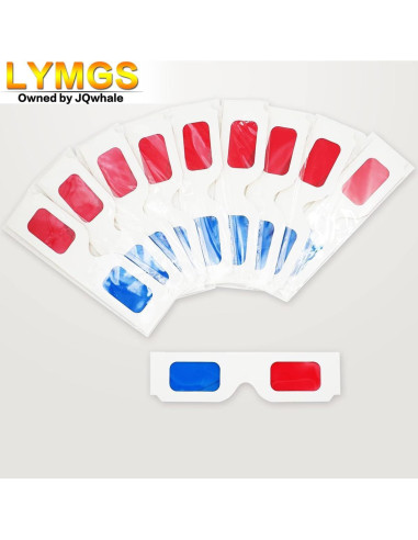 10 Pares de Gafas 3D LYMGS Rojo y Cian en Cartón