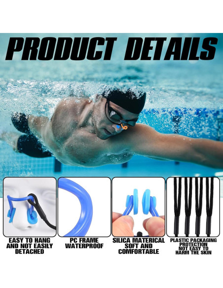 10 Clips de Nariz para Natación Seenelling QAR3454 Silicona