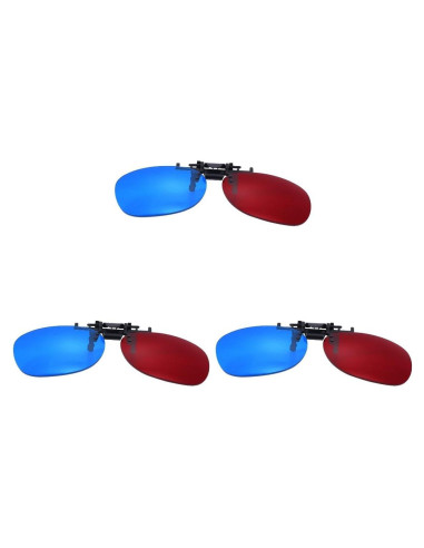 Clip de Gafas 3D Rojo Azul Milisten - 3 Piezas para Miopía