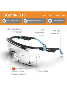 Gafas de Seguridad DEX FIT SG210 OTG Antifog Azul 2