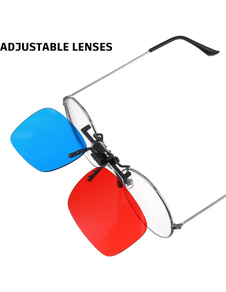 Clip de Gafas 3D Rojo Azul Milisten - 3 Piezas para Miopía