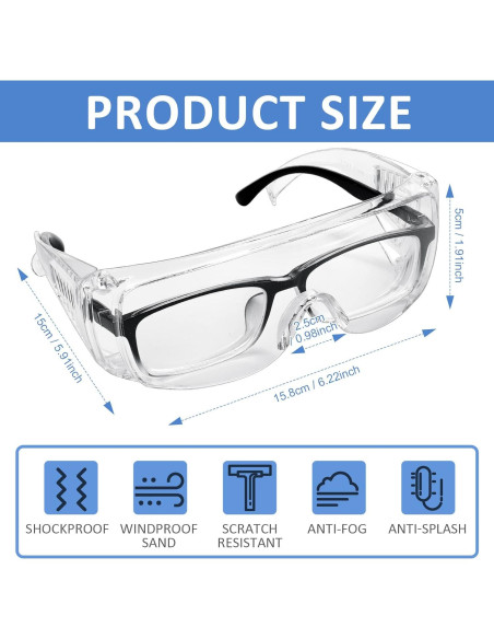 Gafas de Seguridad Queekay 12 Pares Anti Arañazos
