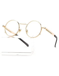 Gafas de sol redondas AIEYEZO steampunk oro 50mm UV 100%