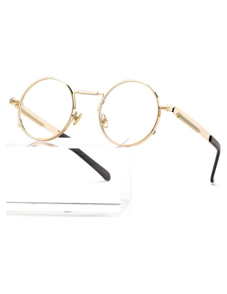 Gafas de sol redondas AIEYEZO steampunk oro 50mm UV 100%