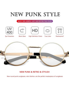 Gafas de sol redondas AIEYEZO steampunk oro 50mm UV 100% 2