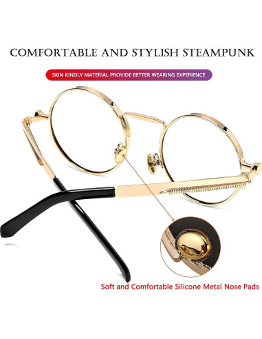 Gafas de sol redondas AIEYEZO steampunk oro 50mm UV 100%