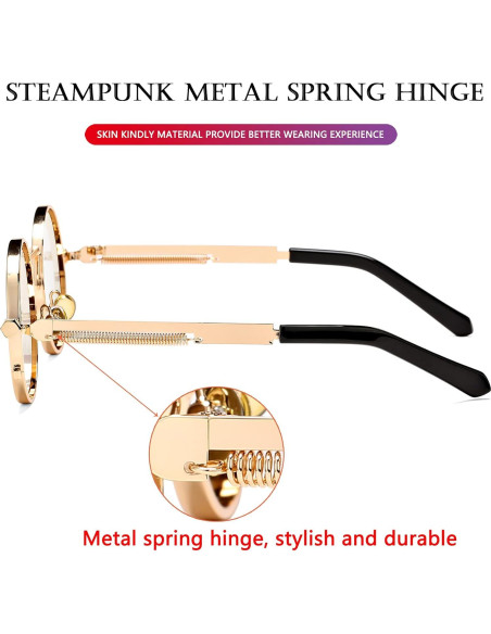 Gafas de sol redondas AIEYEZO steampunk oro 50mm UV 100%