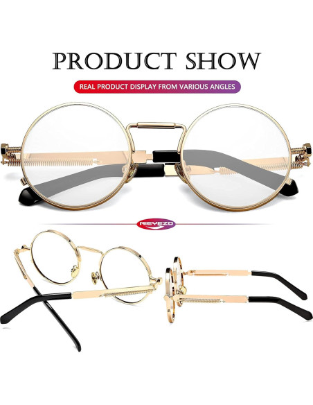Gafas de sol redondas AIEYEZO steampunk oro 50mm UV 100%