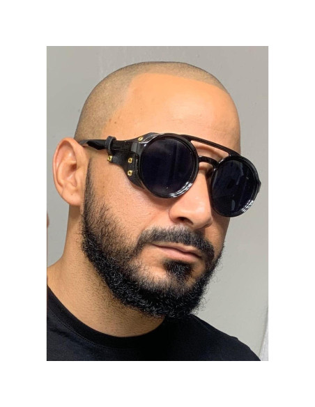 Gafas de Sol Steampunk FEISEDY Redondas UV400 Negro
