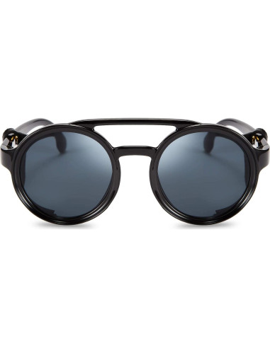 Gafas de Sol Steampunk FEISEDY Redondas UV400 Negro