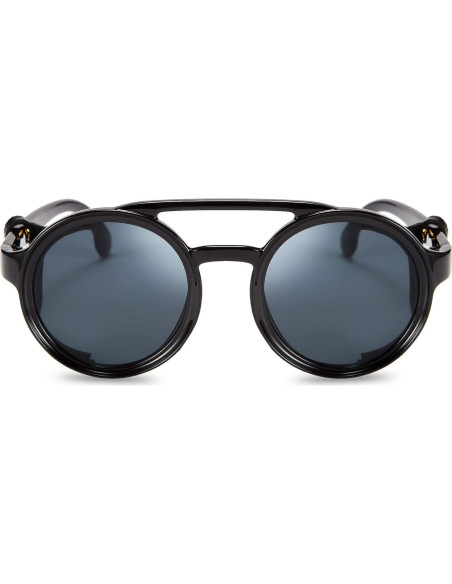 Gafas de Sol Steampunk FEISEDY Redondas UV400 Negro