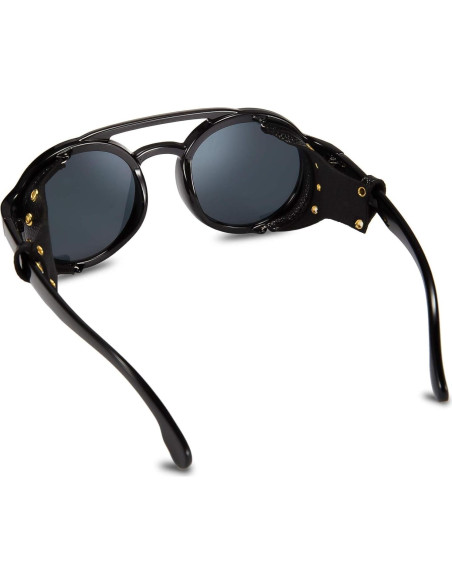 Gafas de Sol Steampunk FEISEDY Redondas UV400 Negro