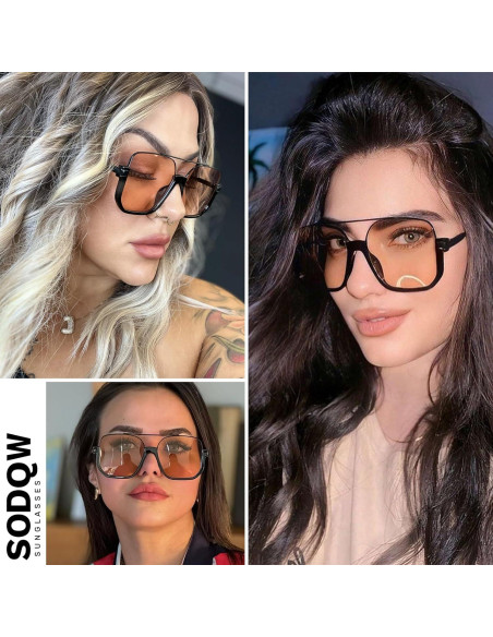Gafas de sol aviador SODQW con protección UV400 y puente doble