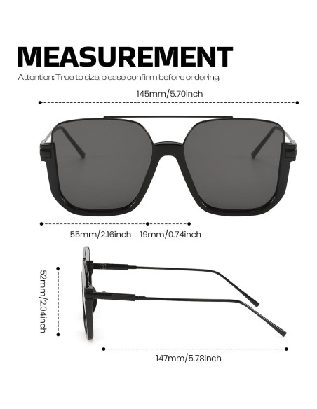 Gafas de sol aviador SODQW con protección UV400 y puente doble