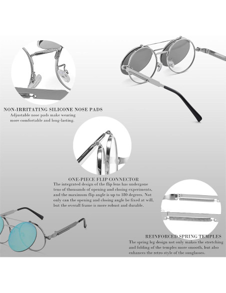Gafas de sol redondas HJSTES estilo vintage steampunk