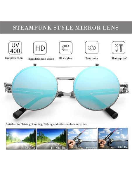 Gafas de sol redondas HJSTES estilo vintage steampunk