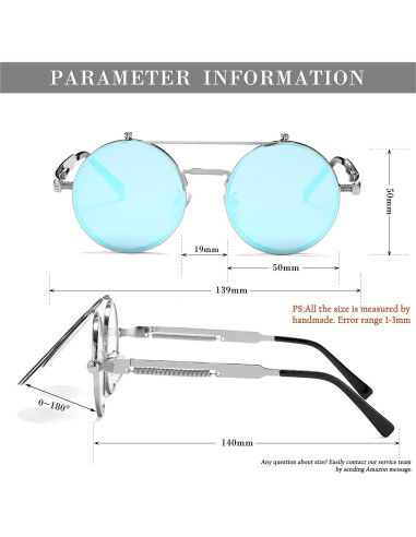 Gafas de sol redondas HJSTES estilo vintage steampunk