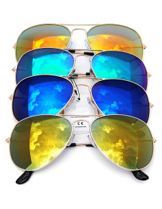 Gafas de sol aviador vintage metal dorado 4 pack lentes espejo 2