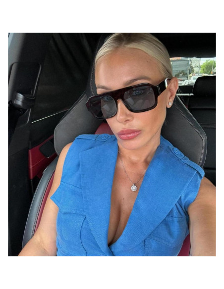 Gafas de sol aviador SDINM unisex con marco grueso negro